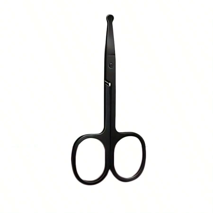 Silver Mirror Black Light Round Head Safety Nose Hair Scissors Neutral Stainless Steel Scissors