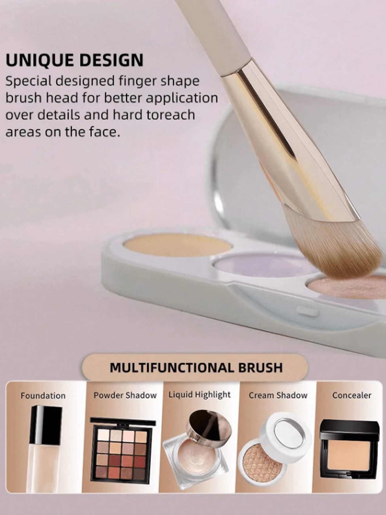 1pc Soft Black Makeup Brush Set - Foundation, Concealer, Detailed, BB Cream, Primer, Covers Dark Circles, Puffiness, Acne Scars, Freckles, Portable Cosmetic Brushes