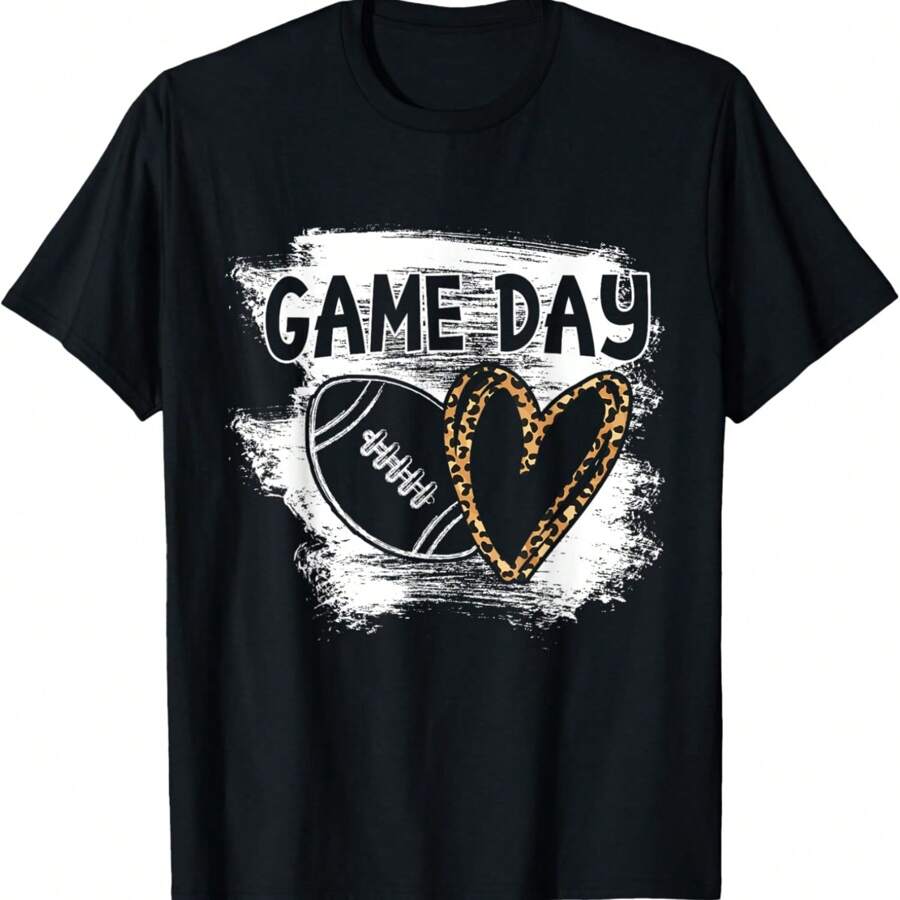 Football Game Day Womens Leopard Cheetah Game Day Football T-Shirt