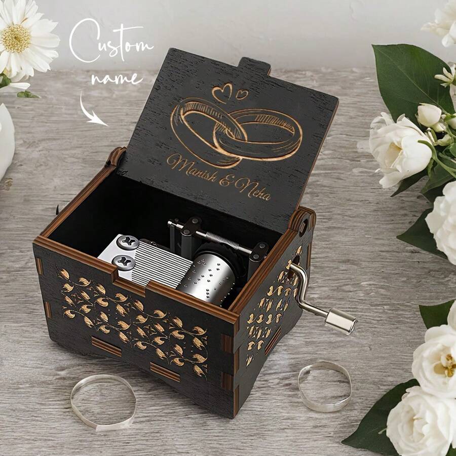 1 Pc, Custom Melody Music Box, You Are My Sunshine, Personalized Music Box, Custom Metal Melody Mechanism, Classical Carved Music Box, Music Theme Box, Gift For Friends, Valentine's Day For Close Friends, Friend Gift