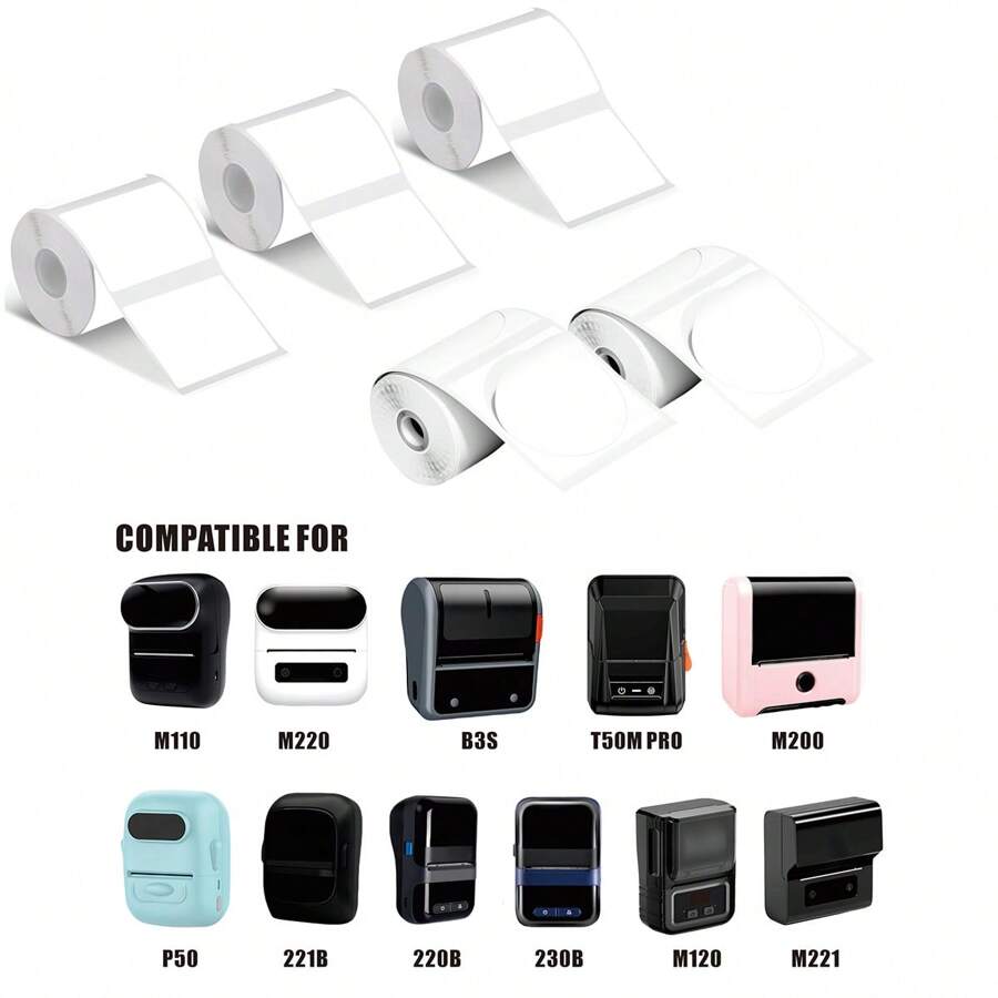 Impressora de Etiquetas M110 Papel Térmico Autoadesivo, Compatível com E210/P50/PT-260 Phomemo M110 M220 M200 Máquina para Código de Barras/Endereço/Logotipo/Negócios/Etiqueta para Casa