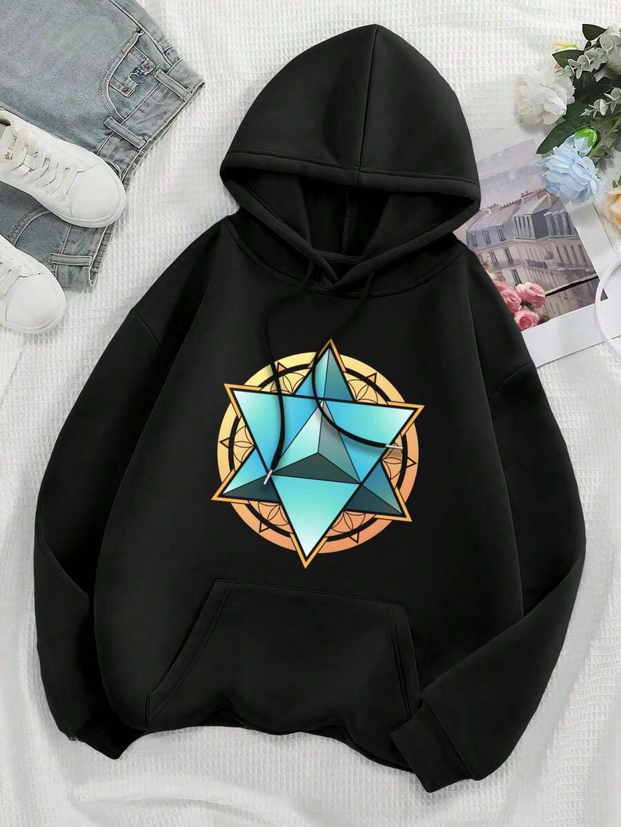 GBTO - Mandala Sacred Geometry Big Size Women Hoodie Geometric Art Merkaba Transmutation Circle Yoga Inspired