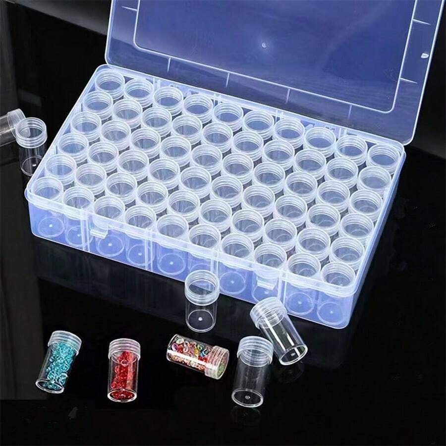 1 Stück Diamant-Malerei Strass Aufbewahrungsflasche, transparente runde Flasche für DIY Perlen, Nagelkunst Strass Organizer Box