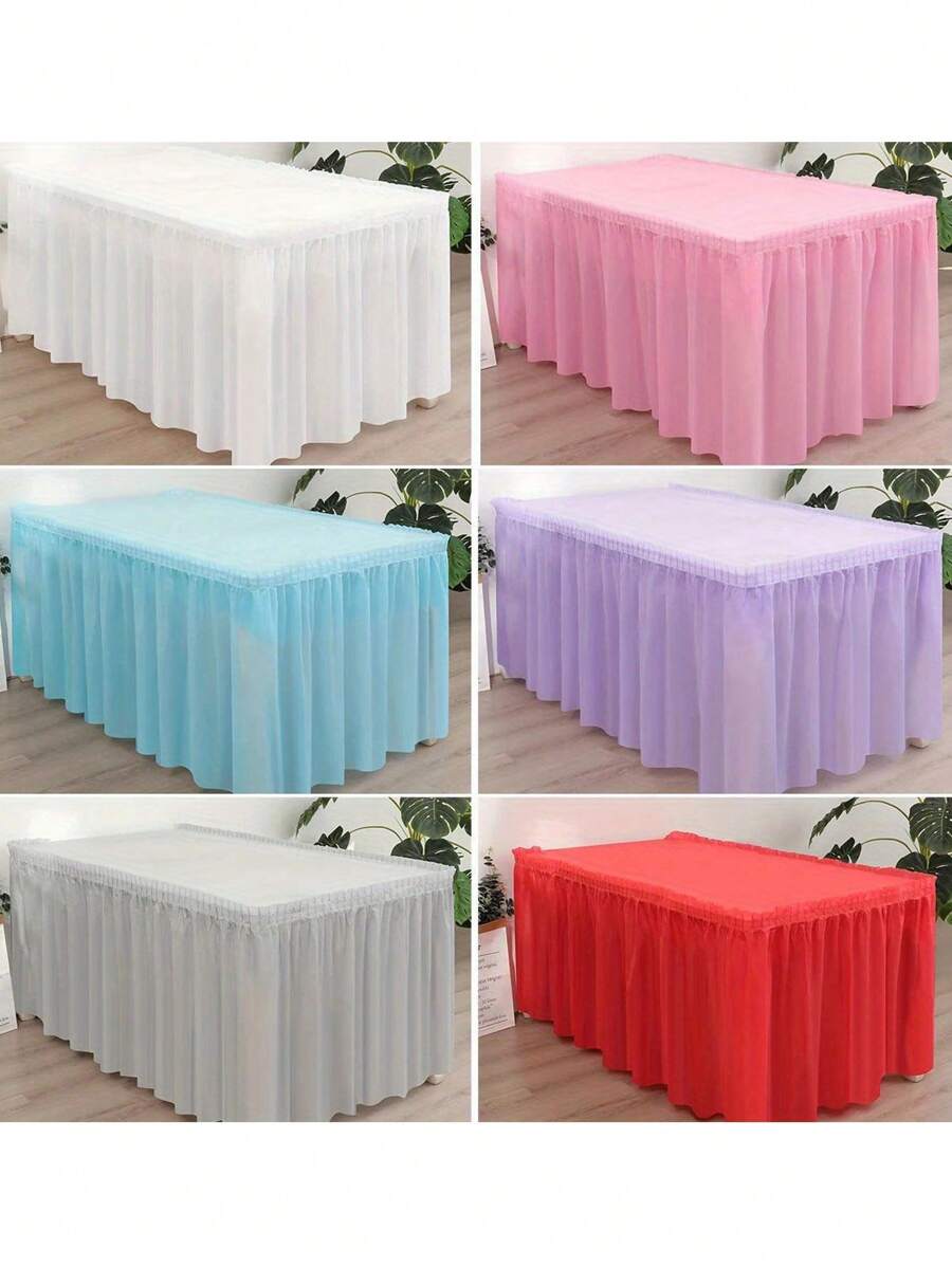 2pcs/Set Disposable Plastic Tablecloth Set, Rectangular Solid Color, Suitable For Wedding, Bridal Shower, Birthday, Buffet Party, Elegant Table Decoration, Holiday Party Supplies, Fits Various Event Themes
