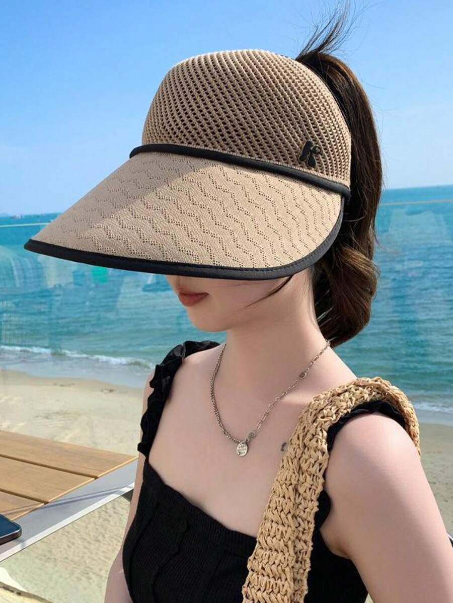 Chapeau de soleil en maille tricotée à la mode pour femme, chapeau pare-soleil polyvalent et décontracté pour l'été, protection solaire pour la plage, les voyages, l'extérieur et les festivals, 2025