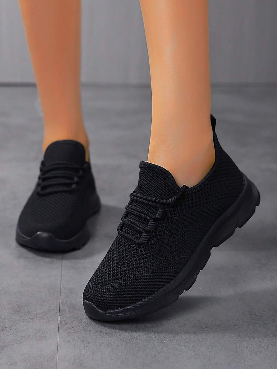 New Plus Size Lightweight Breathable Mesh Athletic Casual Running Shoes, Women Sports Shoes, Women Casual Sneakers, Jogging Shoes, All Black Work Shoes, Flat Casual Shoes, Simple Comfortable Black Shoes, Round Toe Lace Up Walking Shoes, Men Athletic Shoes, Men Casual Running Shoes, Couple Travel Shoes , Flat Shoes