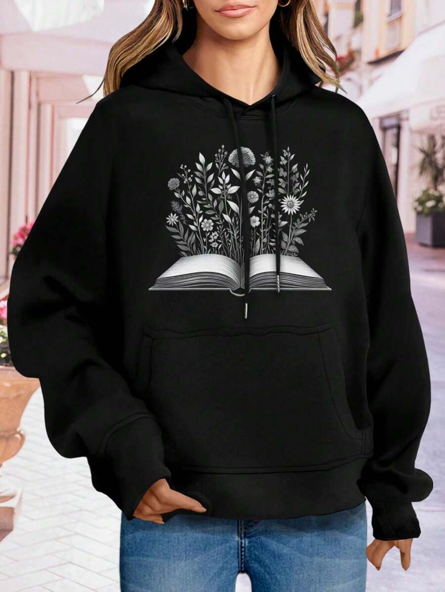 Botanical Book Art Elegant Floral Arrangements For Book Nature Lovers (Big Size Women Hoodie Hoodies)