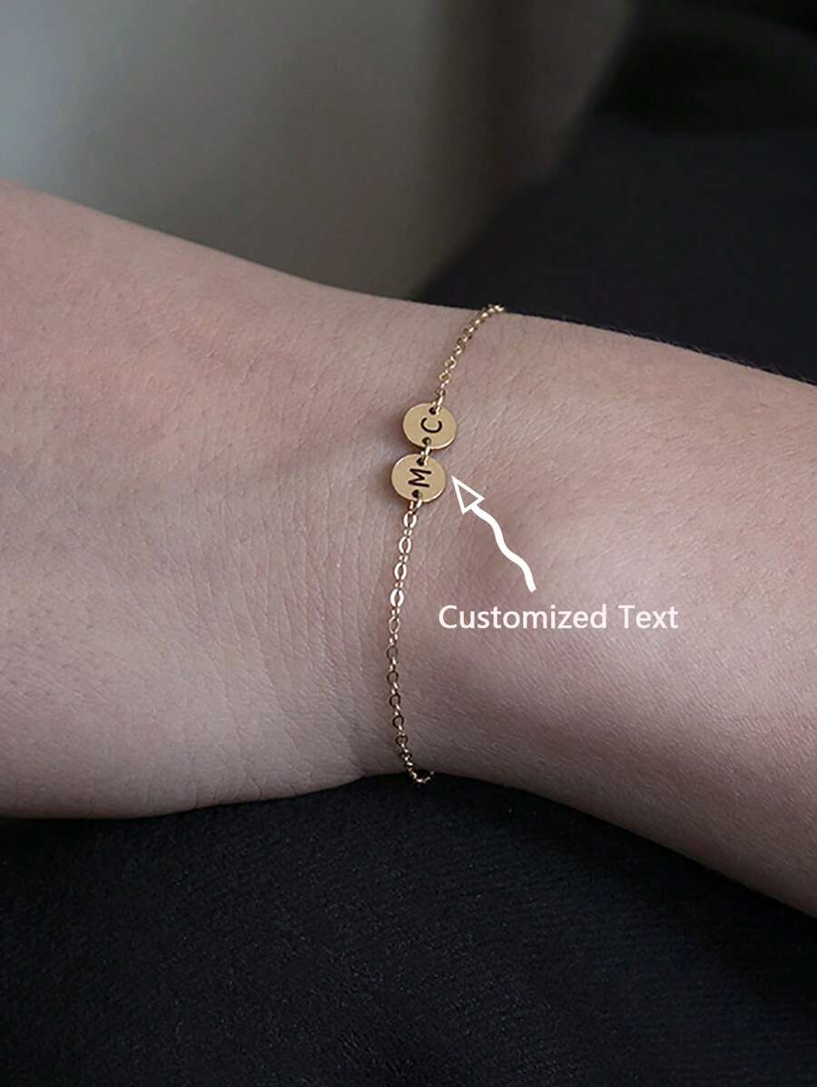 1pc Customized Simple Letter Name Bracelet, Stainless Steel Initial MAMA Bracelet, Ideal Gift For Girlfriend, Mom, Family, Friend, Daughter, Anniversary, Valentine's Day, Mother's Day, Birthday, Graduation, Daily Wear, Wedding, Party