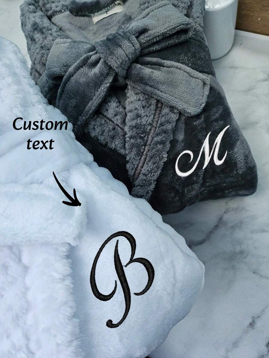 1 Peça Roupão de Banho Personalizado com Bordado Presente Macio para Mulheres, Roupão Bordado Personalizado para Mulheres, Roupão com Monograma, Presentes para Ela, Presentes para Mãe, Presentes Dia das Mães, Presentes Dia dos Pais, Decoração de Banheiro Doméstico, Decoração de Outono, Essenciais de Praia, Volta às Aulas