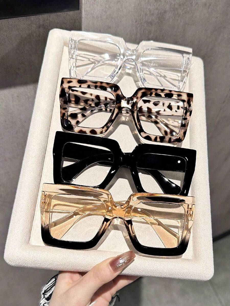 1/2/3/4/6pcs Women Shades Basics Modern Simple Style Square Plastic Fashion Eyeglasses,For Back To School Reading Watch TV Appointment Outfits Street-Photography Accessories Suitable For All Face Shapes