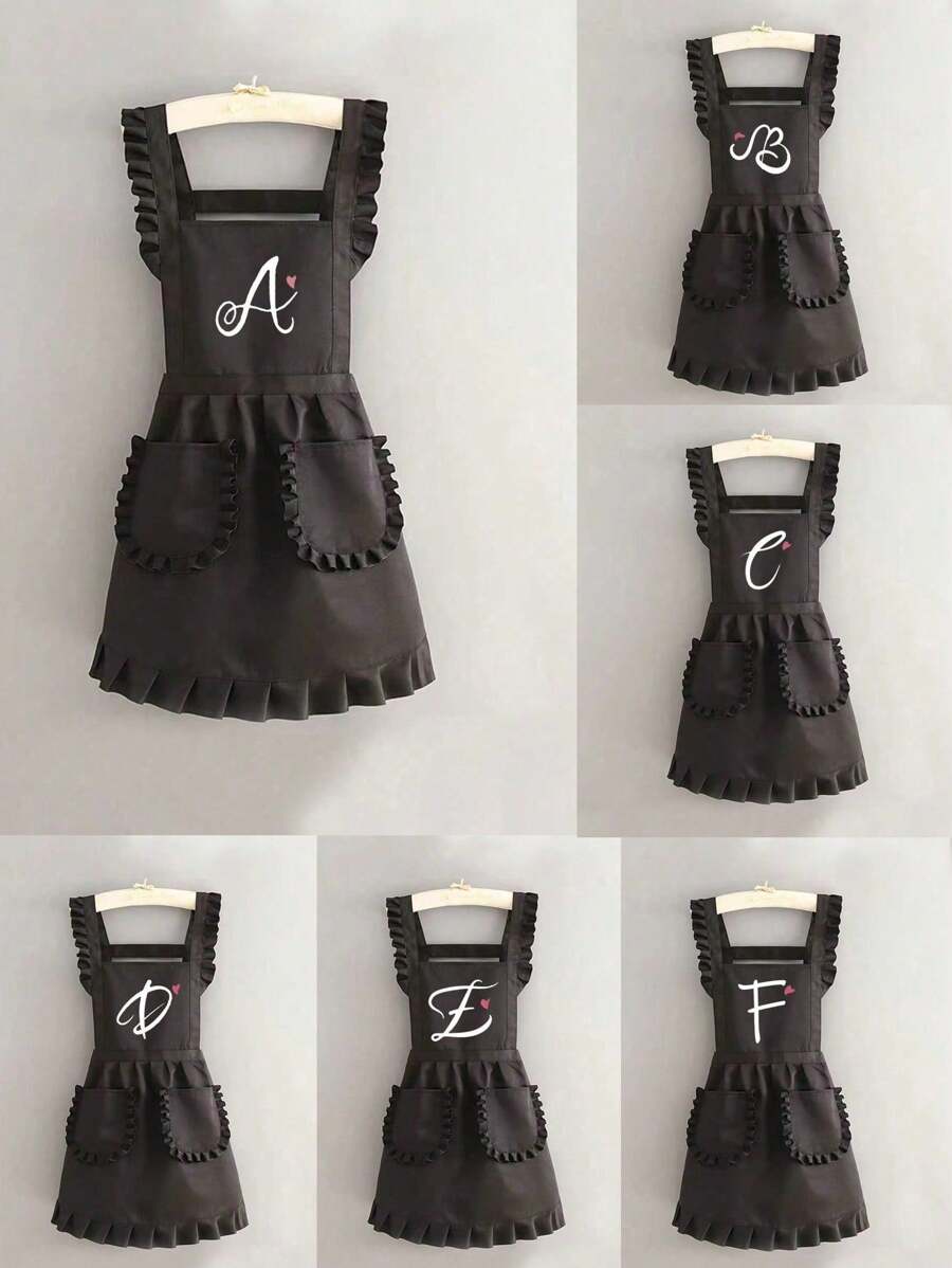 Stylish Korean Fashion Apron, Waterproof And Stain Resistant, Apron Cute Lace Skirt Apron,Black Stain Resistant Apron,Sleeveless Apron,For ,Home, Kitchen,Nail Shop,Cooking, Baking, Nail Salon, Women Work Uniform,Coffee Smock,Home Cooking Clean Sleeveless Bib Apron