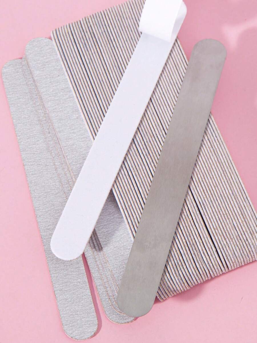 50 stuks, 100/180/240 grit vervangbare nagelvijlset, elliptische nagelvijlen, herbruikbare roestvrijstalen basisbordvijlen voor nagels, voor manicure
