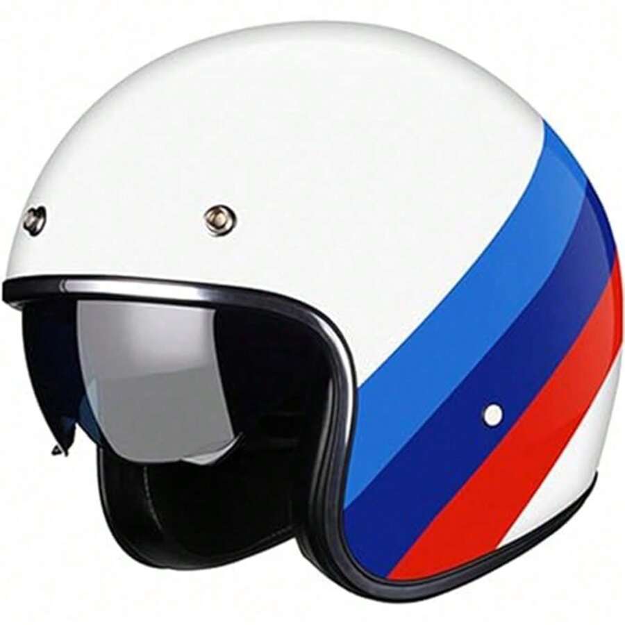 JianJud Casco Jet Brain - Cap Medio Casco Retro Moto Casco Abierto Casco 3/4 Certificado Dot Cruiser Chopper Scooter Motocicleta Bicicleta Seguridad Casco Anticolisión