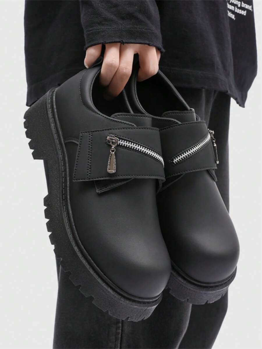 Chaussures de soirée pour hommes à bout rond rétro avec semelle épaisse, chaussures habillées de style britannique à lacets pour hommes, pour les fêtes et les mariages, chaussures décontractées à la mode