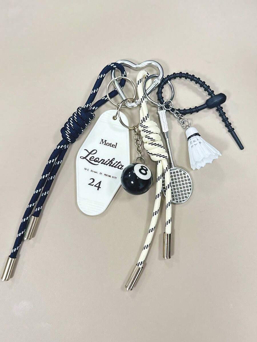 Blogueur avec le même porte-clés de voiture personnalisé, DIY créatif porte-clés, pendentif de billard, pendentif de badminton, pendentif de sac à alcôve, sac de lâchage tressé à la main pour couple