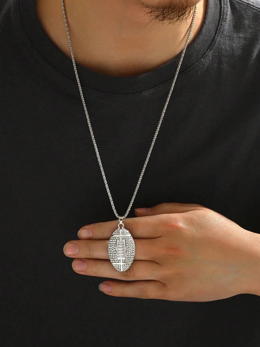 1 pieza Collar de rugby de estilo hip-hop para hombres, collar con colgante, regalo para amigo