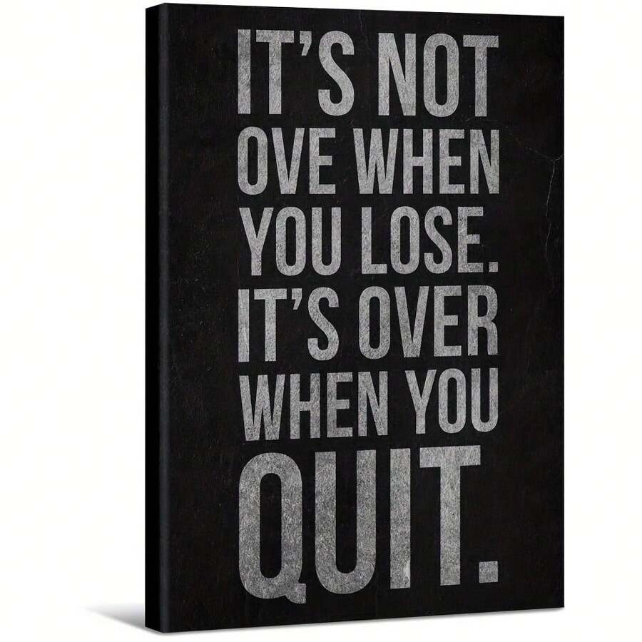 Not Over Till You Quit Motivational Large Wooden Framed Wall Art Home Decor Canvas Painting- For Bedroom, Bathroom, Living Room, Office, Kitchen, Holiday Gift- 1pc