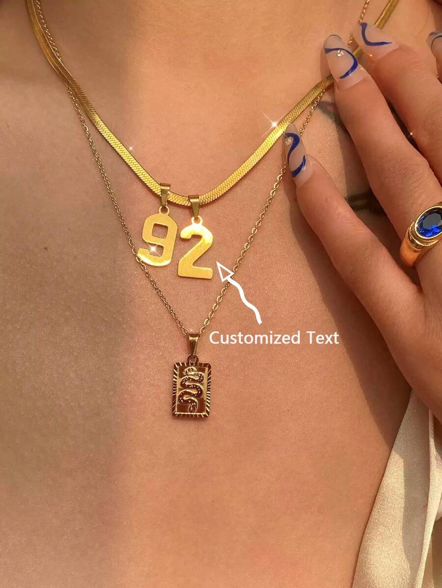 Custom Simple Numeral Necklace Stainless Steel Personalized Pendant Necklace, A Fashionable, Minimalist, Casual, Unique Gift For Girlfriend, Mom, Family, Friends, Daughter, Anniversary, Valentine's Day, Mother's Day, Birthday, Graduation, Daily Wear, Wedding, Prom