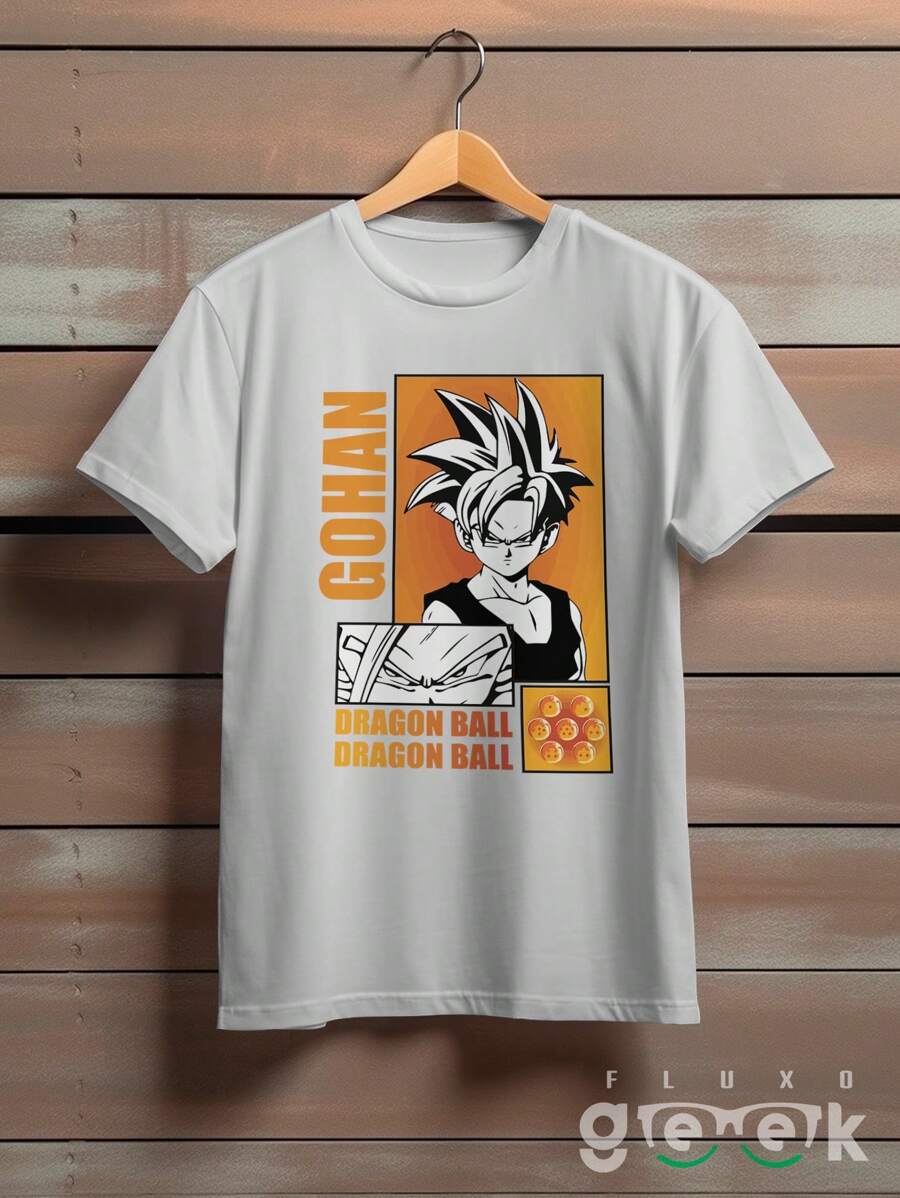 FLUXOGEEK Camiseta Camisa Dragon Gohan Goku Trunks Vegeta Ball Super Sayajin Esféras Anime Desenho Ref 1556 FLUXOGEEK