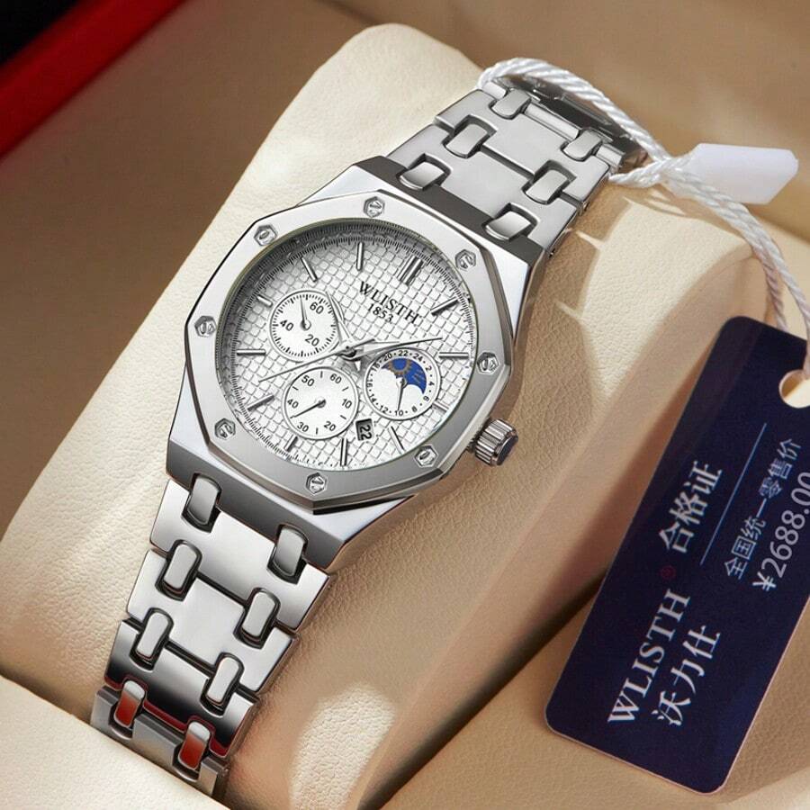 WLISTH Swiss Brand Fashion Foreign Trade Ladies Watch Luminous Steel Band Calendar Women's Watch Classic Waterproof Quartz Watch Cross-Border