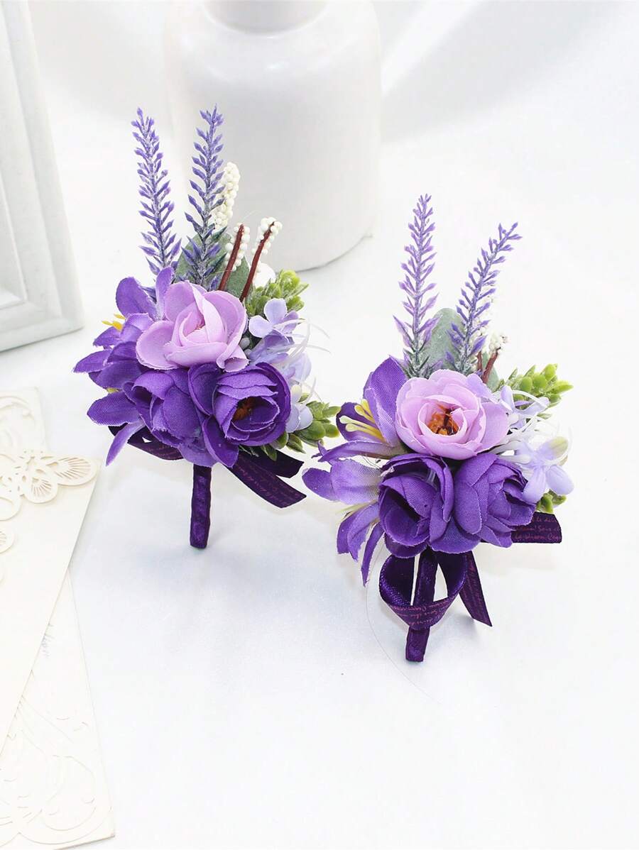 2pcs Boutonnieres For Men Wedding,Groom And Best Man Boutonnieres With Classic Artificial Purple Rose And Lavender ,Perfect For Men Wedding Ceremony Anniversary Dinner Party Fall Vintage Marriage Prom Homecoming Decoration