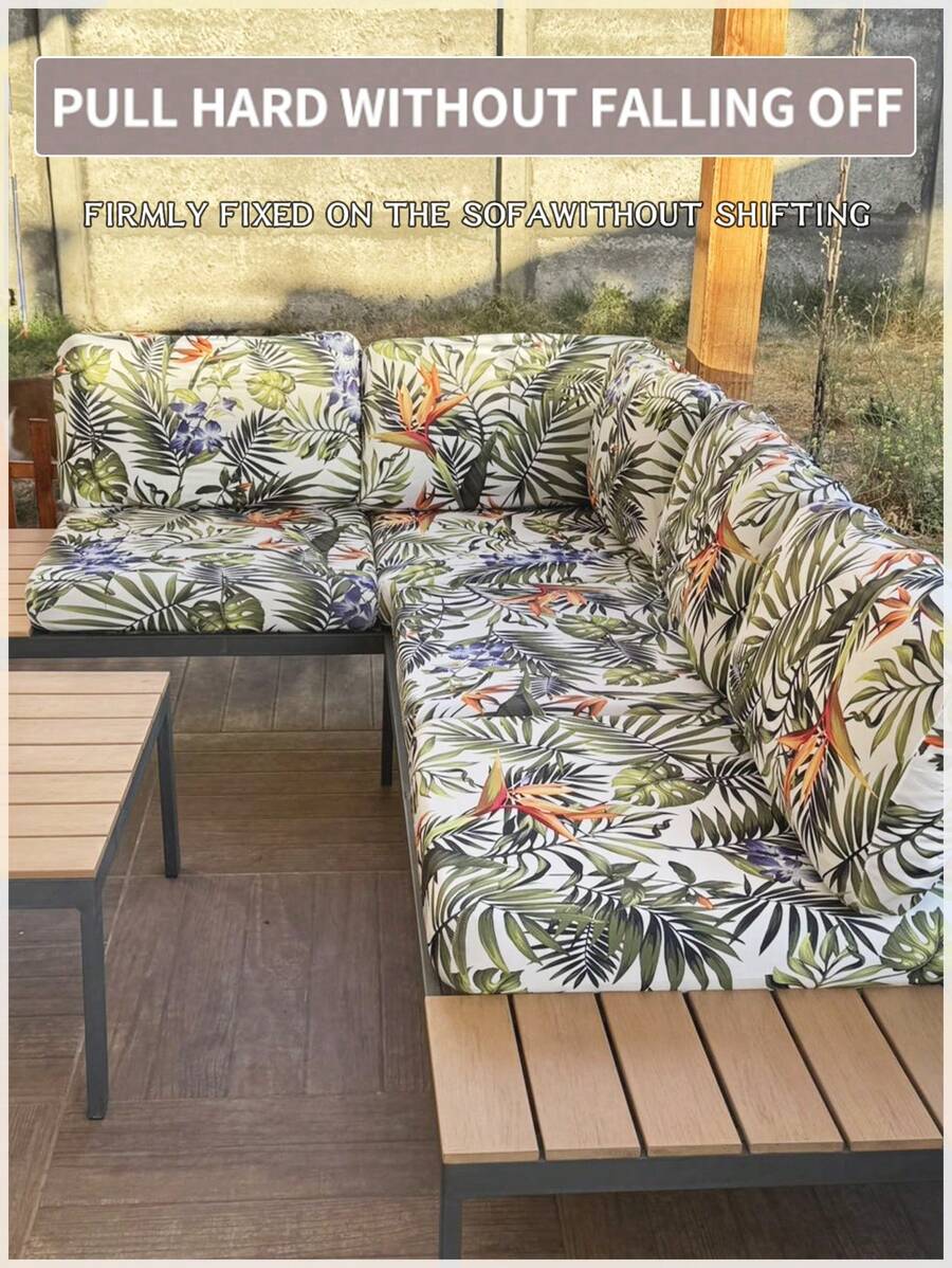 1 pieza Funda de cojín de asiento de sofá elástica y de alta calidad, de tejido suave y cómodo, estampado digital reutilizable de seda de leche con estiramiento, funda de cojín de sofá para todas las estaciones