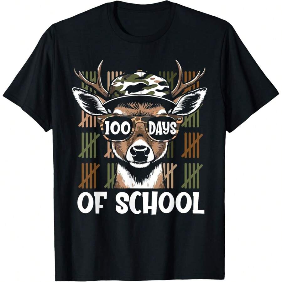 Bucked_ 100 Days Of School Deer Student Boy Girls 100th Day Gift Unisex T-Shirt