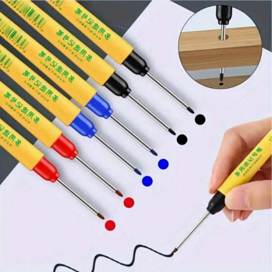 3 piezas Marcador permanente de 33mm, recargable, apto para obras de construcción, carpintería, marcado de vidrio, a prueba de agua, a prueba de manchas, Navidad, colores y estilos aleatorios (negro por defecto)