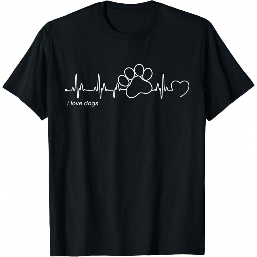Dog Paw Print Heartbeat - Dog Paw Print T-Shirt