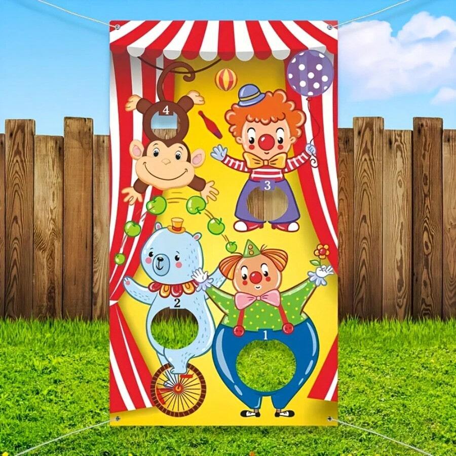 Large Carnival Throwing Game Banner - Vibrant Circus Themed Party Decorations, Polyester For Multiple Uses For All Celebrations, Carnival Themed Party Decorations