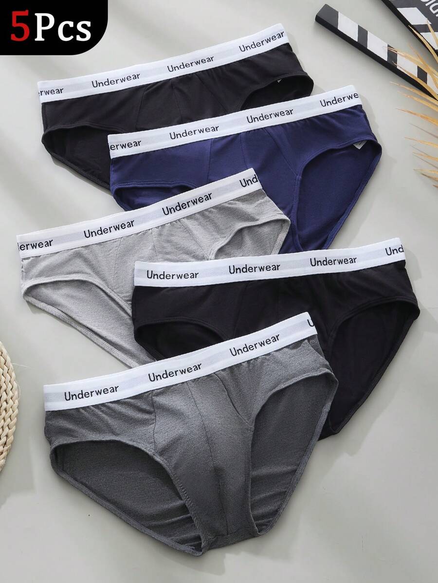 HIALEGION 5 piezas Pantalones triangulares para hombres, ropa interior cómoda y transpirable, moda, calzoncillos con hebilla, ropa interior diaria informal de estilo triangular para hombres