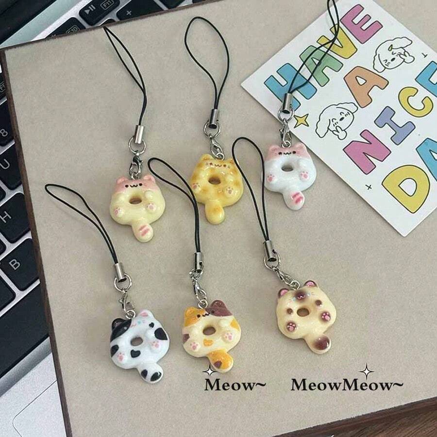 Colgante de teléfono con diseño de gato, adorno estético y kawaii con colgantes hechos a mano lindos, decoración para teléfonos, cámaras, tabletas, bolsos, regalos para madres, familia, amigos, cumpleaños, vacaciones, cadena de teléfono