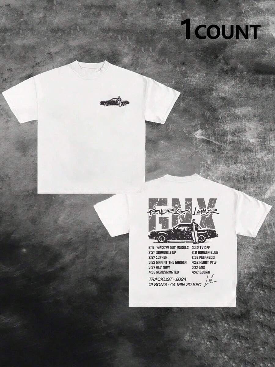 Maglietta retrò con firma GNX, Maglietta a tema di nuovo album unisex, Maglietta serie Gildan 5000 con design della scaletta dell'album musicale, regalo perfetto per fan e collezionisti di musica rap