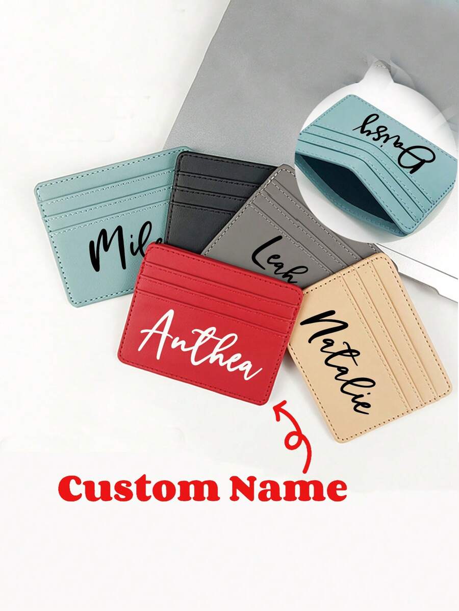 1pc Nova carteira porta-cartões de grande capacidade, compartimentos para vários cartões, estojo compacto de couro PU, personalização de nome/texto, portátil, versátil, leve, funcional, prático, multifuncional, colorido, adorável, engraçado, kawaii, vibrações de férias/férias, minimalista, unissex, lazer, deslocamento, personalizado, exclusivo, personalizado, namorado, namorada, família, mulheres, novatos e trabalhadores de colarinho branco, amigos