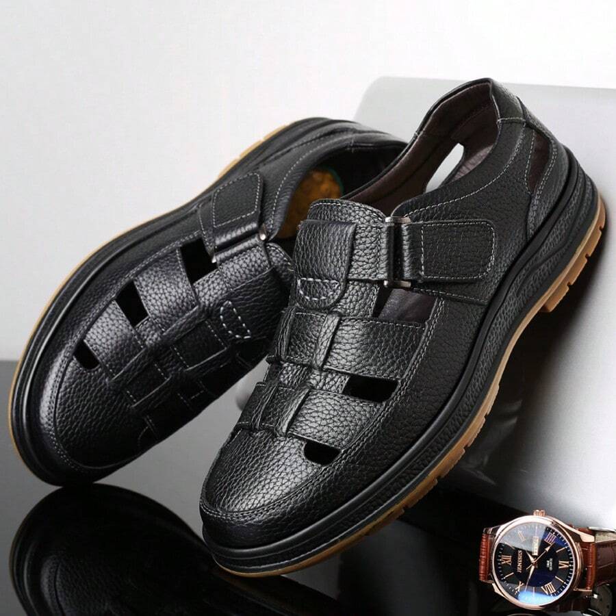 Men's Outdoor Casual Hollow Leather Sandals, Summer