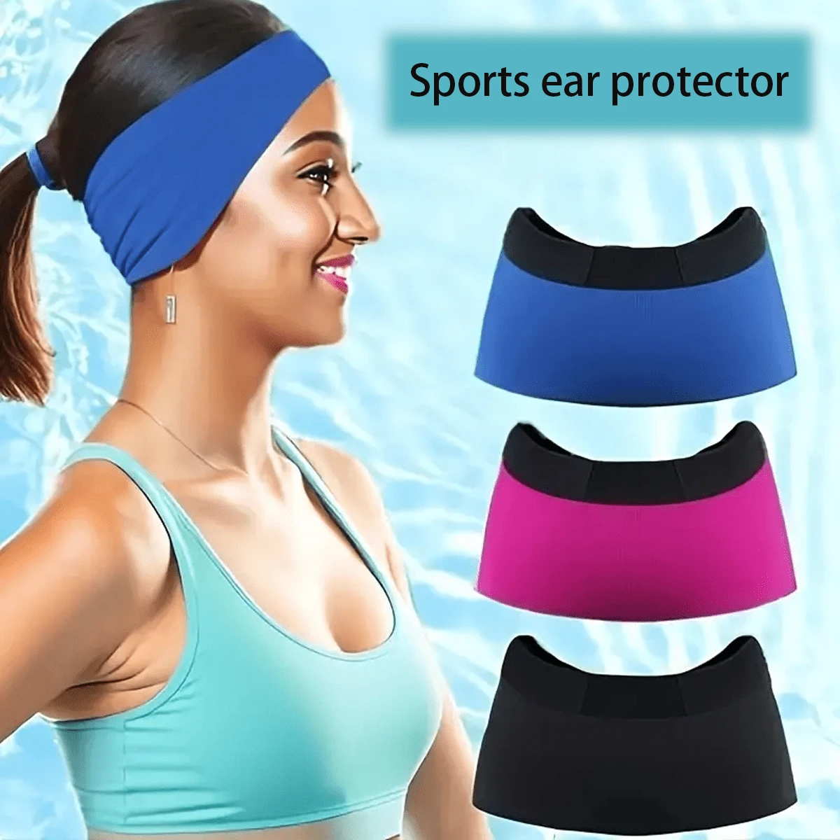 Bandeau de protection des oreilles pour la natation, étanche et confortable. Bandeau de natation réglable et antidérapant. Accessoires de natation et équipement sportif. Bandeau de piscine élastique et séchage rapide. Absorption de l'humidité et séchage rapide pour les sports. Indispensables de plage, accessoires de plage, flotteur de piscine