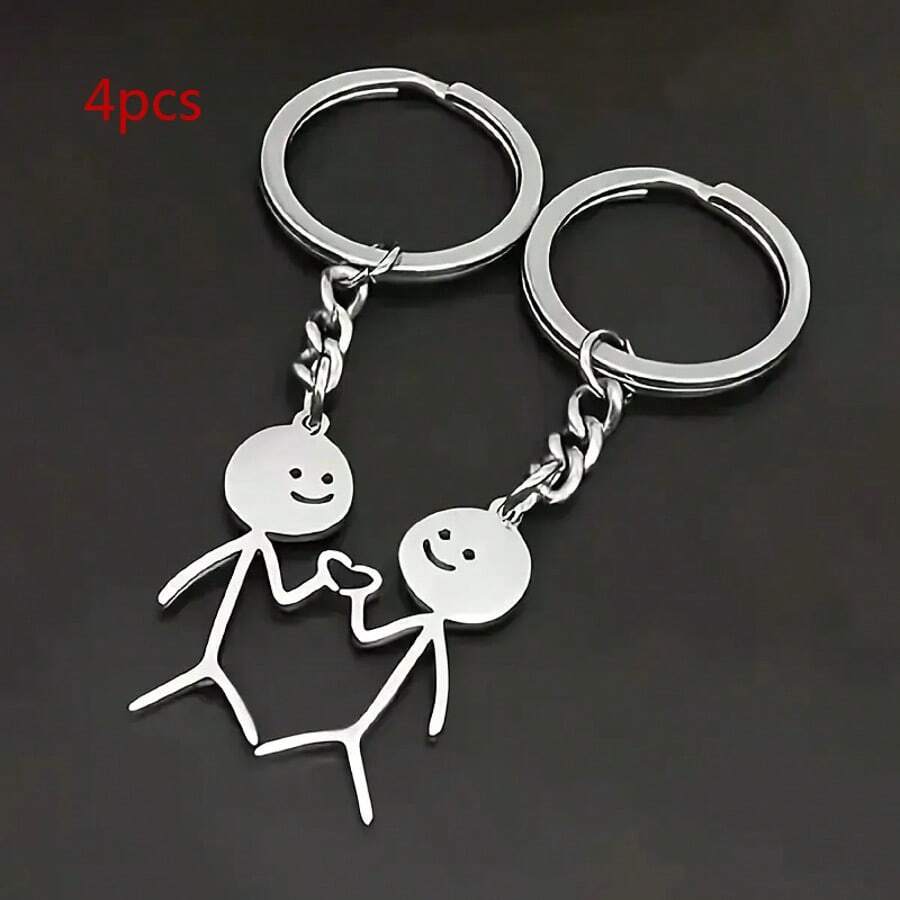 4 pièces Ensemble de porte-clés assortis en forme de cœur pour homme, porte-clés mignons, pendentifs pour portefeuille, sac à dos. Cadeaux pour la Saint-Valentin pour lui et elle. Cadeau pour femme. Port quotidien, mariage, fête, rendez-vous. Convient pour les petites amies.
