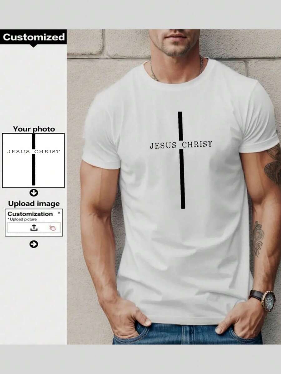 Camiseta personalizada para hombre, simple y de moda. Sube tu foto favorita para que se imprima en el frente y la parte posterior de la camiseta, diseño de impresión sin fondo