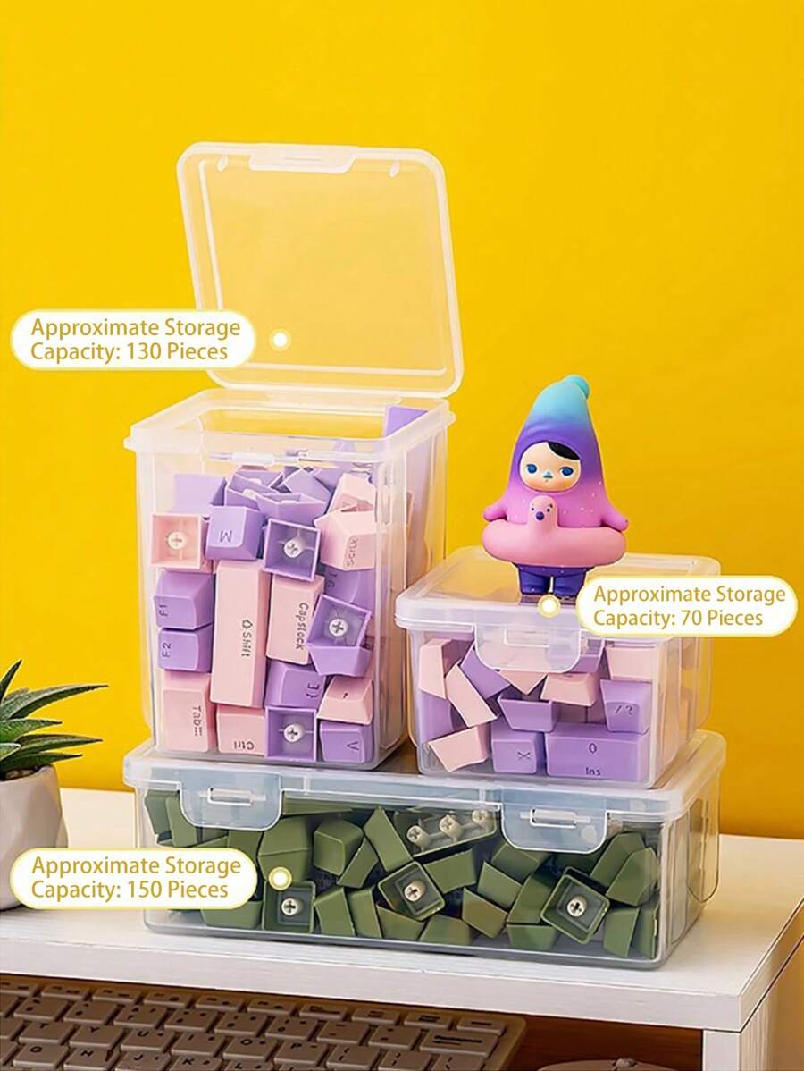 1pc Multifunctional Stackable Transparent Keycap Storage Box - Dust-Proof Protective Case, Transparent Mechanical Keycap Storage Box, Suitable For Mechanical Keyboard Storage, DIY Computer Parts Organizer,Plastic Basket,Toy Basket,House Decor,Table Decor,Home Decor Items,Room Decor,Bedroom Decor,Gifts