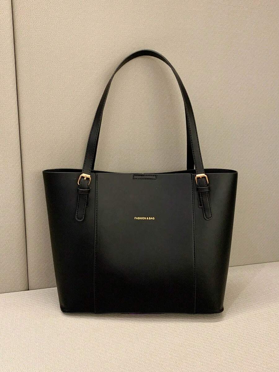 Fashion Solid Color Large Capacity Shoulder Tote Bag