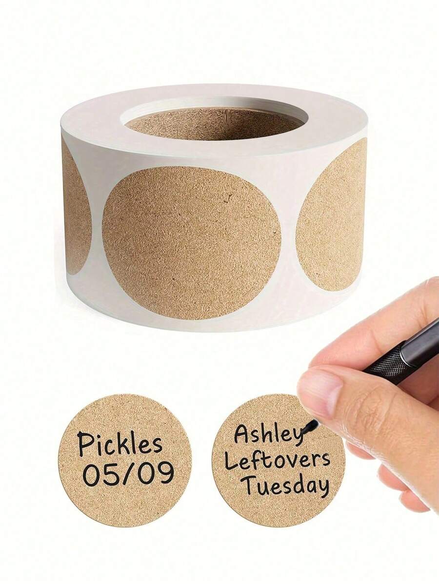 500 stuks/1 rol kraftpapier rond zelfklevend etiket papier project classificatie naam sticker gepersonaliseerd etiket, doe-het-zelf sticker vakantie decoratie bak sticker