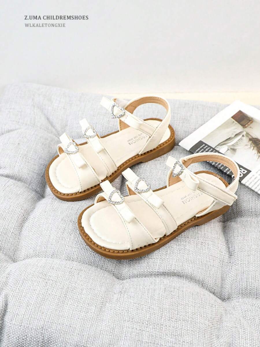 Girls' Bowknot Fashion Princess Soft Bottom Open Toe Sandals, New Spring/Autumn 2025 Stylish Beach Shoes For Little Girls