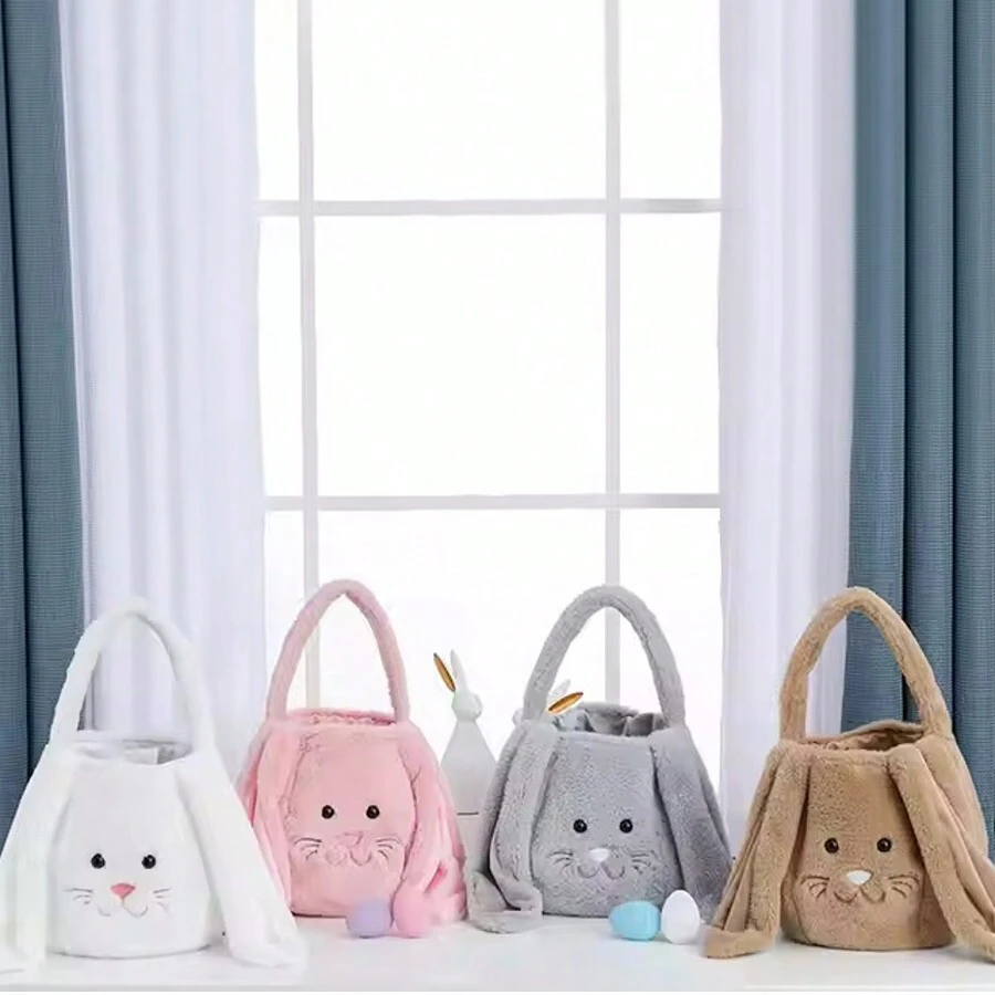 EYSENC Stuffed Bunny Bag Easter Bag, Tote Bag Bunny Bag, Easter Basket Flannel Tote Bag, Can Be Diy, Easter Tote Bag, Suitable For Easter Decoration Candy Gift, Multifunctional Easter Gift Bag, For Easter, For Birthday Gift