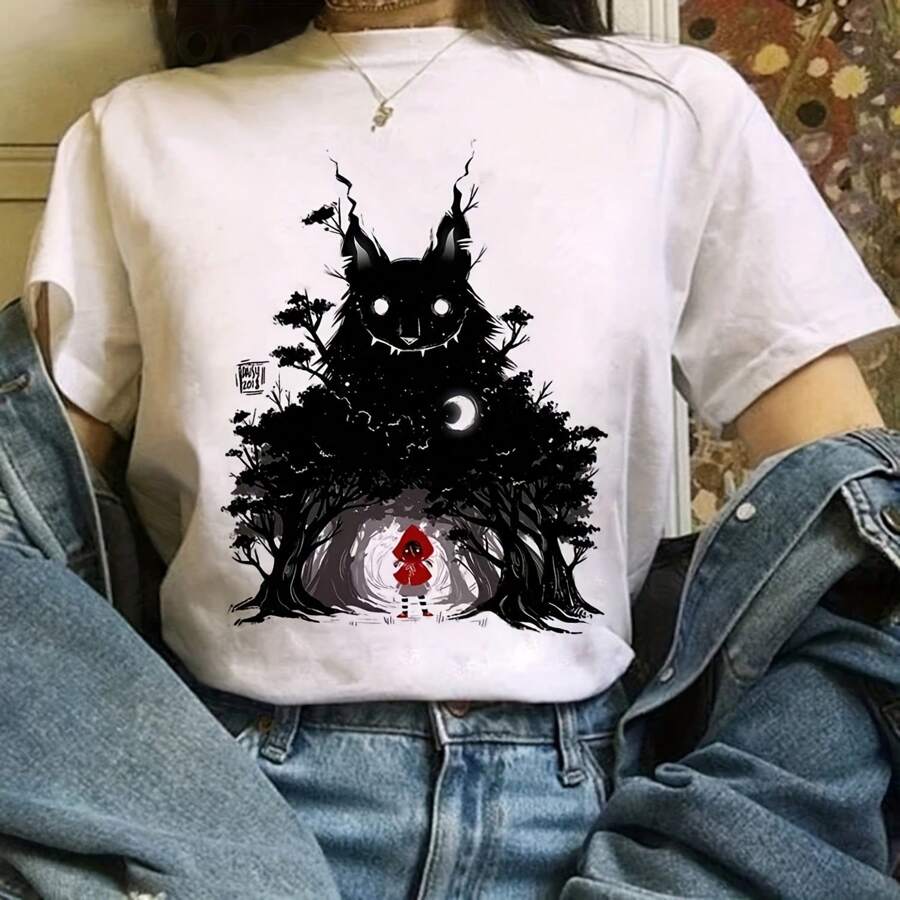 Japanese Anime T Shirts Women T-Shirts Haruku Ullzang T-Shirt Cartoon Aesthetic Vintage Shirts For Girls 90s Top Tees