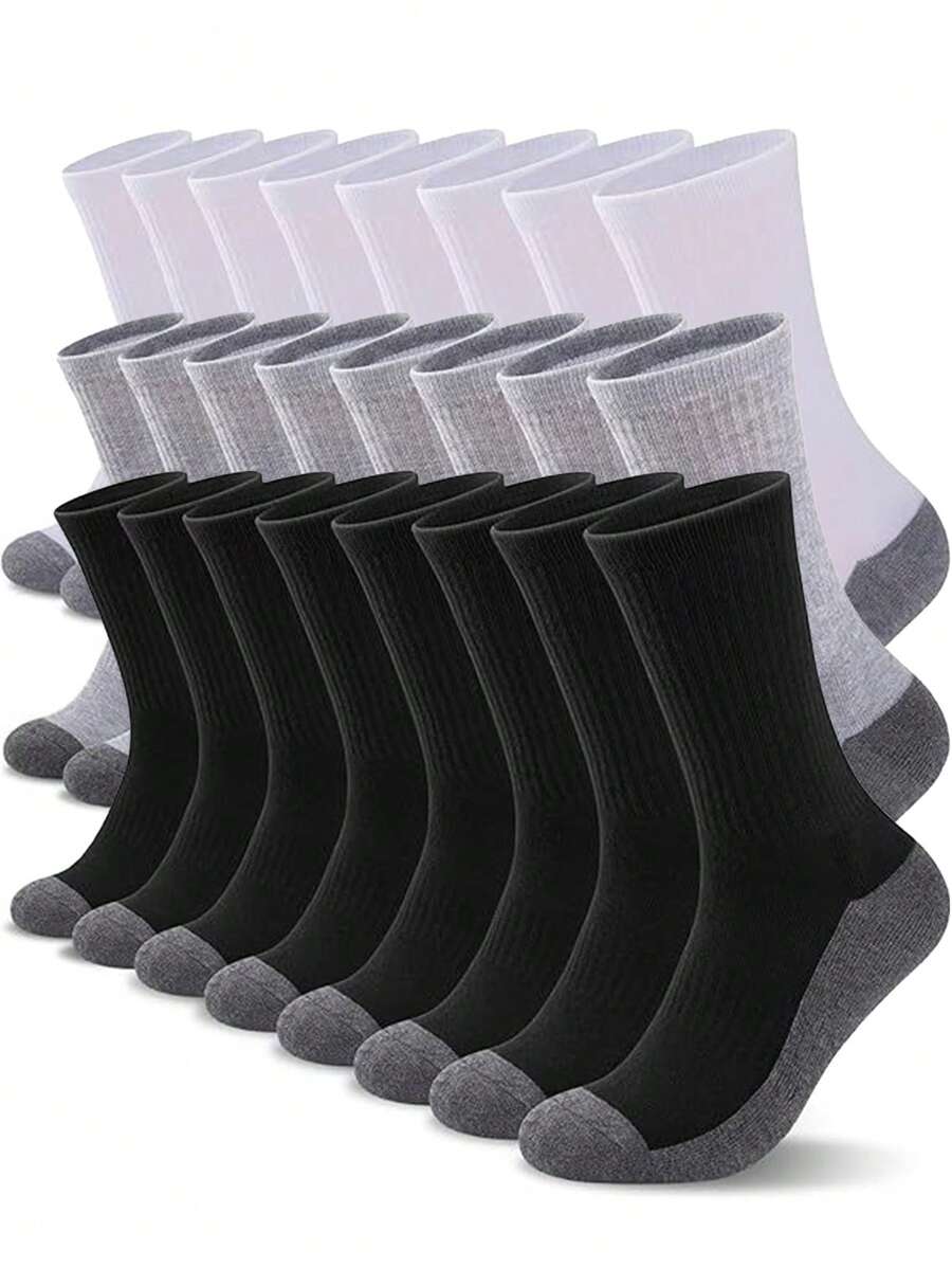 12 Pairs Of Men's Casual Simple Fashion Versatile Daily Wear Sports Mid-Tube Socks Shipped Randomly