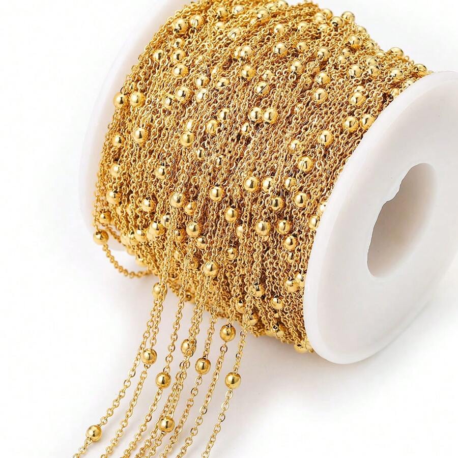 Rolo Corrente Singapura Com Bolinha 3.5mm Ouro/Prata 10 Metros