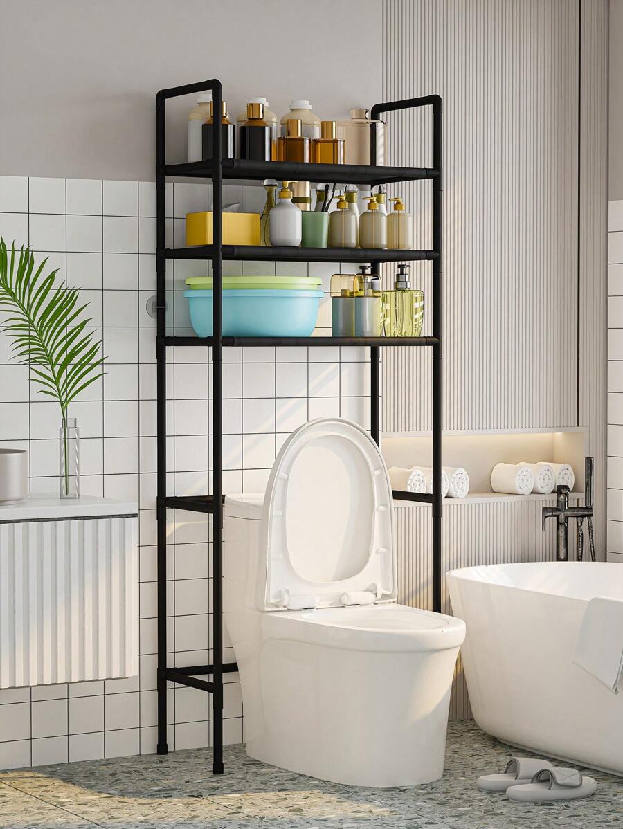 1 Pc 3-Tier Household Toilet Rack, Freestanding Bathroom Storage Organizer Shelf, Home Decor