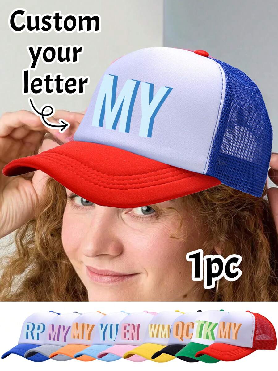 1-30 pièces Casquette de baseball en maille éponge personnalisée avec lettre, casquette de camionneur personnalisée pour homme, casquette de camionneur personnalisable pour femme, taille réglable : 54-60 cm, 10 couleurs : rouge, bleu lagon, gris, jaune, bleu, orange, rose, noir, vert, bleu, casquette de soleil d'été personnalisable réglable unisexe, casquette Bass Pro Shop
