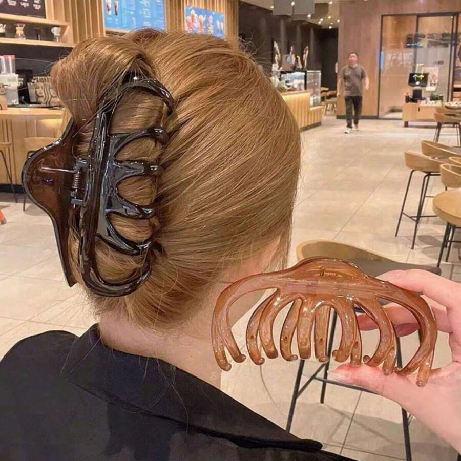 1pc Large Capacity Hair Clip For Women With Thick Hair, French Retro Style Hair Clamp For Bun Updo, 2024 New Hair Claw Hair Clips Hair Jaw Clip Hair Clamps Hair Clutch Hair Catcher Clip