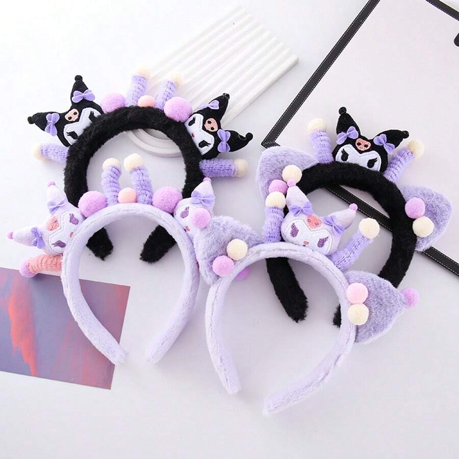 Sanrio 1 pièce Bandeau torsadé mignon de personnage Kuromi de dessin animé, accessoire pour cheveux de personnage créatif Sanrio